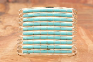 Genuine Sleeping Beauty Turquoise Sterling Silver Zuni Indian Bracelet